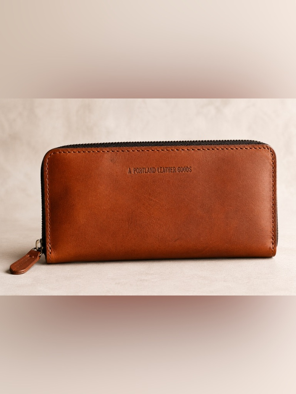 Portland Leather Goods Zip Around Wallet Honey Leather Large Organizer